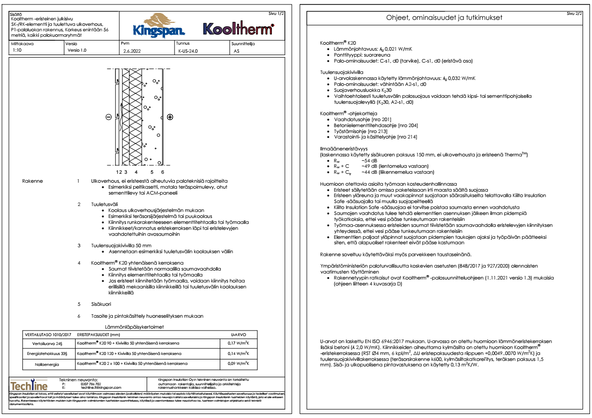 ProdLib  Kooltherm, SK-,RK-elementti ja tuulettuva ulkoverhous,  P1, max 56m